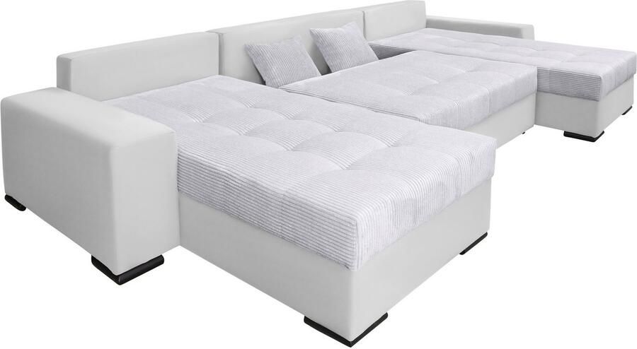 COLLECTION AB Zithoek XL-Josy U-vorm breedte 313 cm cord- mix incl. bedfunctie bedlade met 4 gelijk grote rugkussens - Foto 13