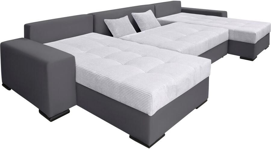 COLLECTION AB Zithoek XL-Josy U-vorm breedte 313 cm cord- mix incl. bedfunctie bedlade met 4 gelijk grote rugkussens - Foto 13