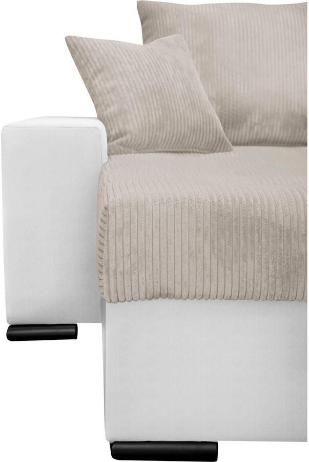 COLLECTION AB Zithoek XL-Josy U-vorm breedte 313 cm cord- mix incl. bedfunctie bedlade met 4 gelijk grote rugkussens - Foto 6