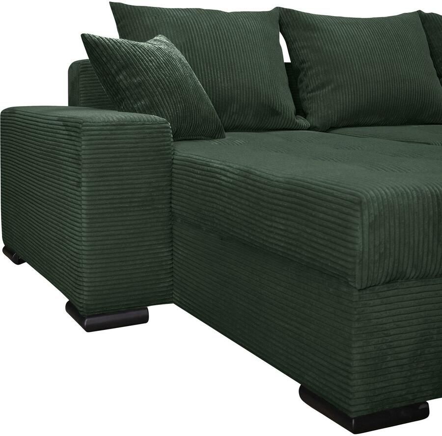 COLLECTION AB Zithoek XL-Josy U-vorm breedte 313 cm cord- mix incl. bedfunctie bedlade met 4 gelijk grote rugkussens