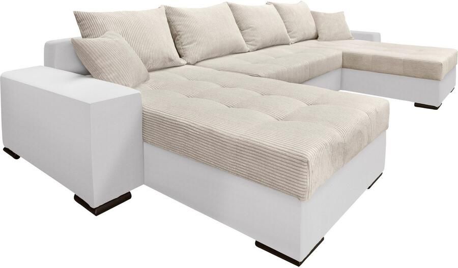 COLLECTION AB Zithoek XL-Josy U-vorm breedte 313 cm cord- mix incl. bedfunctie bedlade met 4 gelijk grote rugkussens - Foto 10