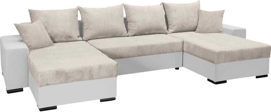 COLLECTION AB Zithoek XL-Josy U-vorm breedte 313 cm cord- mix incl. bedfunctie bedlade met 4 gelijk grote rugkussens - Foto 16