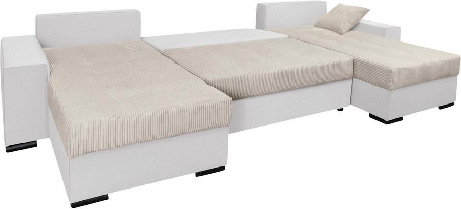 COLLECTION AB Zithoek XL-Josy U-vorm breedte 313 cm cord- mix incl. bedfunctie bedlade met 4 gelijk grote rugkussens - Foto 15