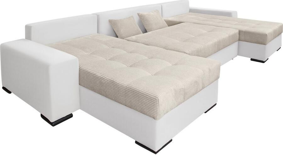 COLLECTION AB Zithoek XL-Josy U-vorm breedte 313 cm cord- mix incl. bedfunctie bedlade met 4 gelijk grote rugkussens - Foto 13