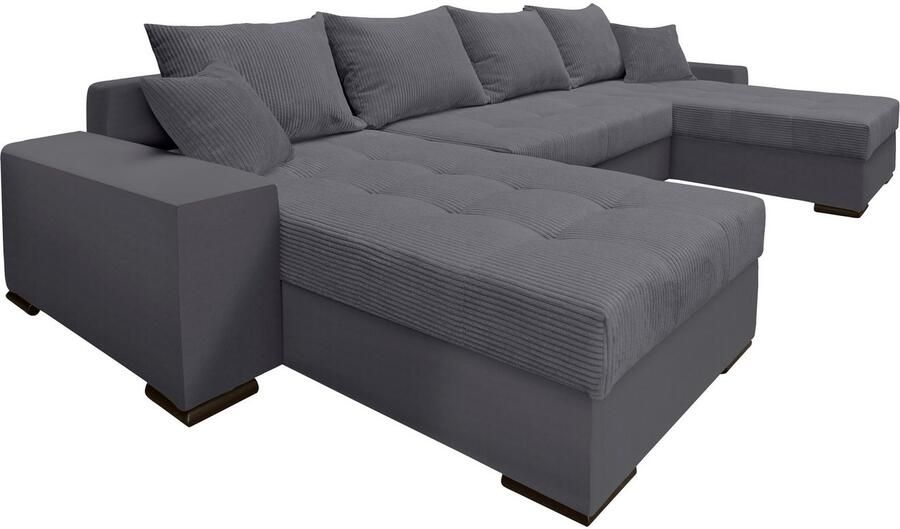 COLLECTION AB Zithoek XL-Josy U-vorm breedte 313 cm cord- mix incl. bedfunctie bedlade met 4 gelijk grote rugkussens - Foto 10