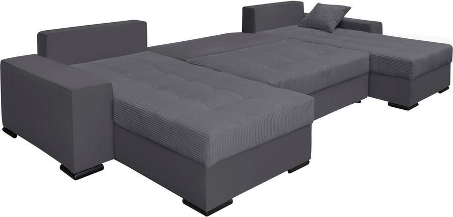 COLLECTION AB Zithoek XL-Josy U-vorm breedte 313 cm cord- mix incl. bedfunctie bedlade met 4 gelijk grote rugkussens - Foto 14