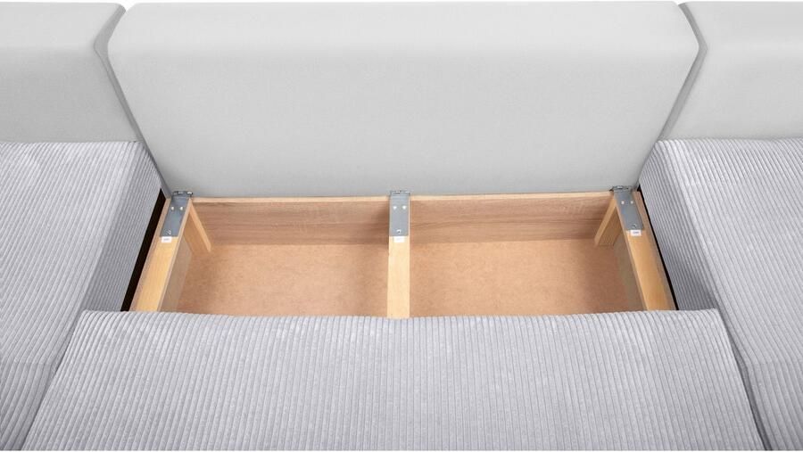 COLLECTION AB Zithoek XL-Josy U-vorm breedte 313 cm cord- mix incl. bedfunctie bedlade met 4 gelijk grote rugkussens - Foto 12