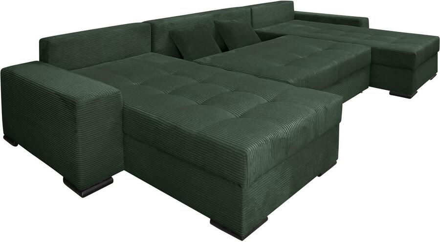 COLLECTION AB Zithoek XL-Josy U-vorm breedte 313 cm cord- mix incl. bedfunctie bedlade met 4 gelijk grote rugkussens - Foto 12