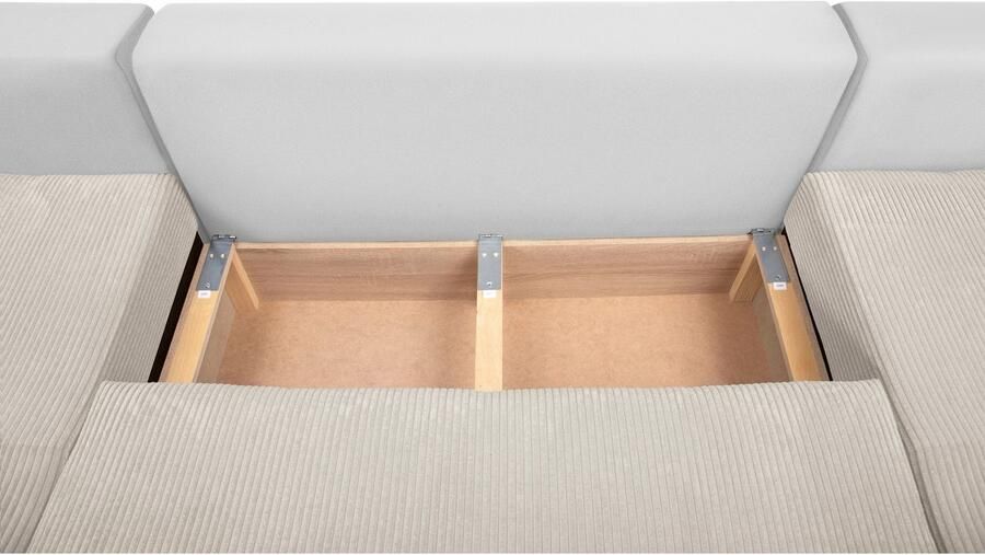 COLLECTION AB Zithoek XL-Josy U-vorm breedte 313 cm cord- mix incl. bedfunctie bedlade met 4 gelijk grote rugkussens - Foto 12