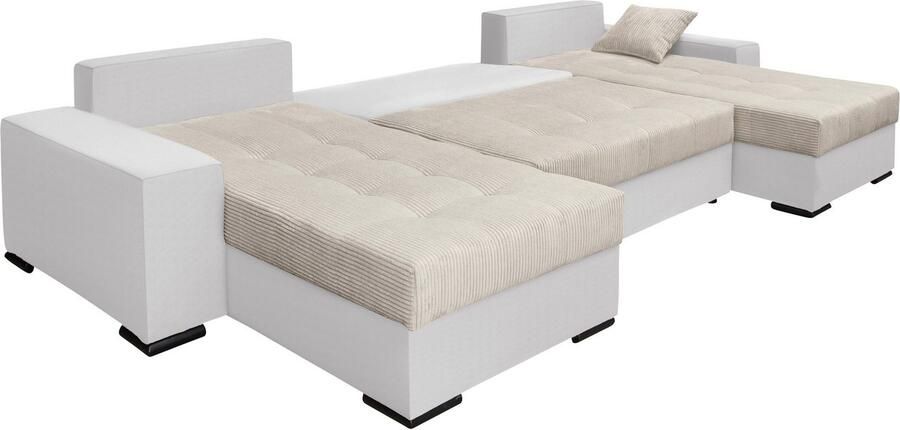 COLLECTION AB Zithoek XL-Josy U-vorm breedte 313 cm cord- mix incl. bedfunctie bedlade met 4 gelijk grote rugkussens - Foto 14