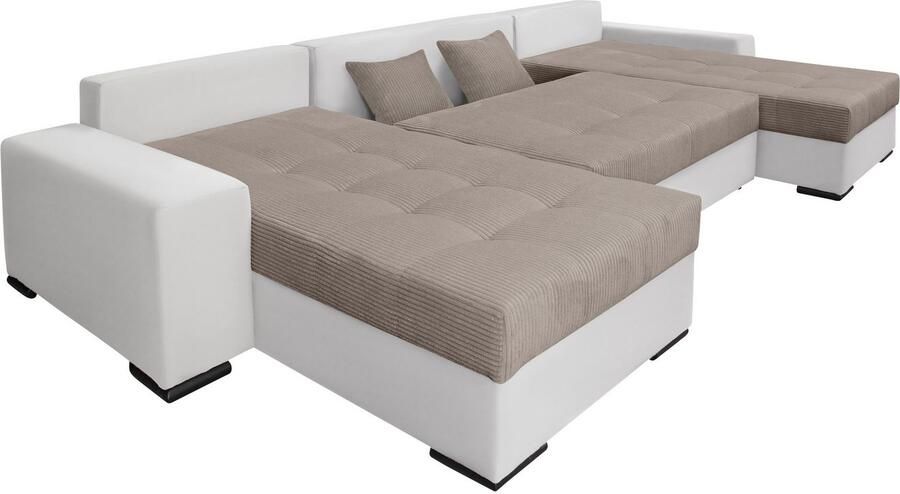 COLLECTION AB Zithoek XL-Josy U-vorm breedte 313 cm cord- mix incl. bedfunctie bedlade met 4 gelijk grote rugkussens - Foto 13