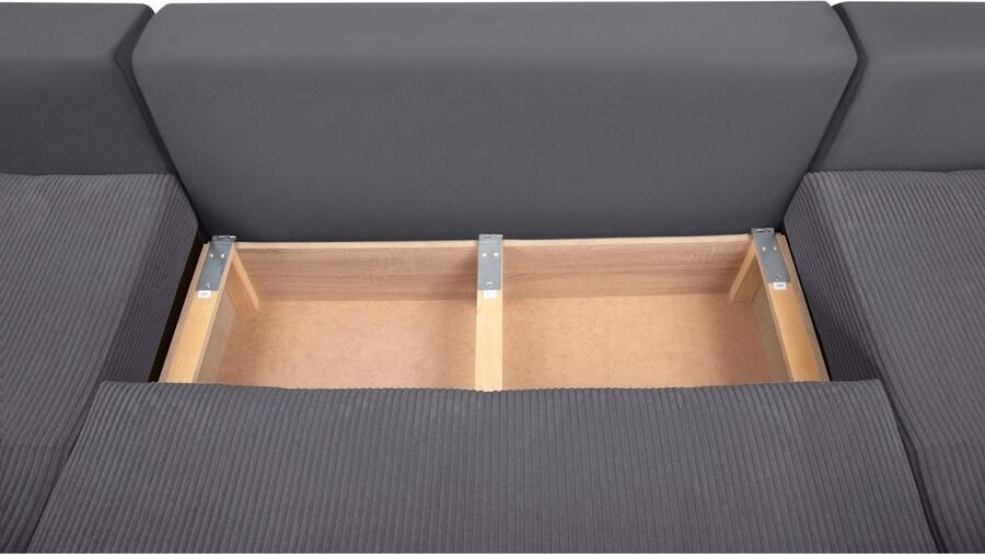 COLLECTION AB Zithoek XL-Josy U-vorm breedte 313 cm cord- mix incl. bedfunctie bedlade met 4 gelijk grote rugkussens - Foto 12