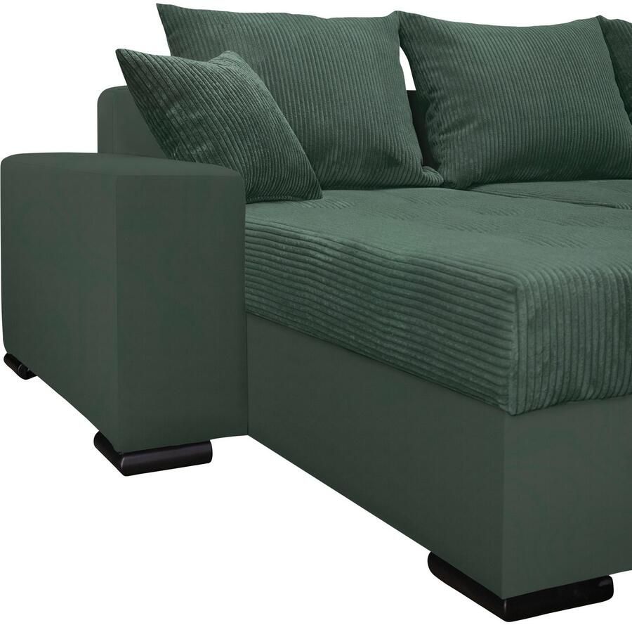 COLLECTION AB Zithoek XL-Josy U-vorm breedte 313 cm cord- mix incl. bedfunctie bedlade met 4 gelijk grote rugkussens