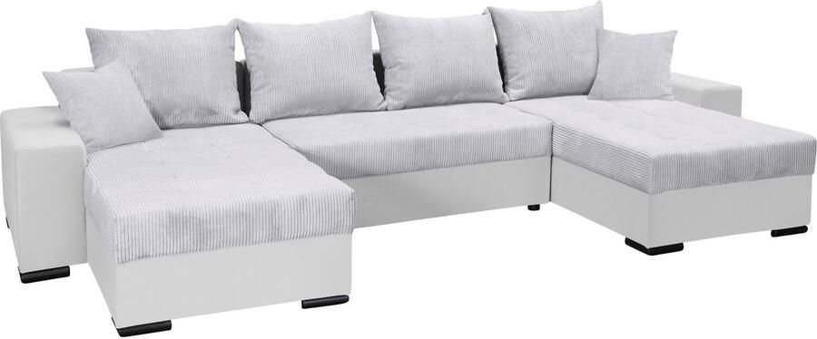 COLLECTION AB Zithoek XL-Josy U-vorm breedte 313 cm cord- mix incl. bedfunctie bedlade met 4 gelijk grote rugkussens - Foto 16