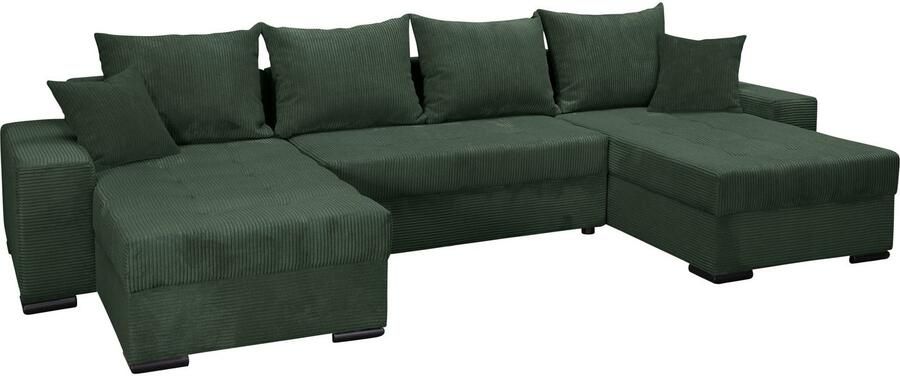 COLLECTION AB Zithoek XL-Josy U-vorm breedte 313 cm cord- mix incl. bedfunctie bedlade met 4 gelijk grote rugkussens - Foto 15