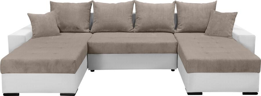 COLLECTION AB Zithoek XL-Josy U-vorm breedte 313 cm cord- mix incl. bedfunctie bedlade met 4 gelijk grote rugkussens - Foto 17