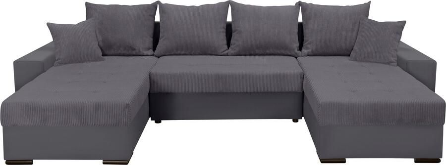 COLLECTION AB Zithoek XL-Josy U-vorm breedte 313 cm cord- mix incl. bedfunctie bedlade met 4 gelijk grote rugkussens - Foto 17