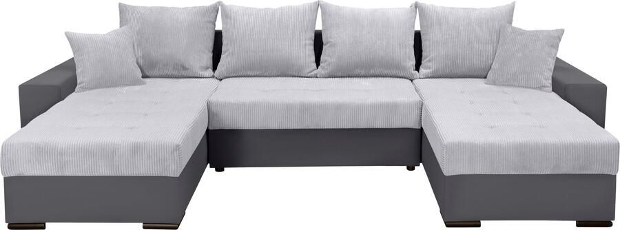 COLLECTION AB Zithoek XL-Josy U-vorm breedte 313 cm cord- mix incl. bedfunctie bedlade met 4 gelijk grote rugkussens - Foto 17