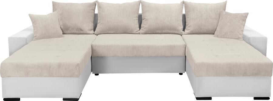 COLLECTION AB Zithoek XL-Josy U-vorm breedte 313 cm cord- mix incl. bedfunctie bedlade met 4 gelijk grote rugkussens - Foto 17