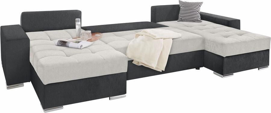 COLLECTION AB Zithoek Josy XL U-vorm breedte: 313 cm incl. bedfunctie bedlade met 4 gelijk grote rugkussens - Foto 5