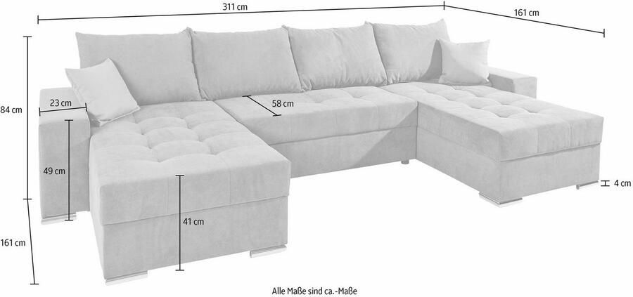 COLLECTION AB Zithoek XL-Josy U-vorm breedte 313 cm platweefsel structuur kunstleer - Foto 4
