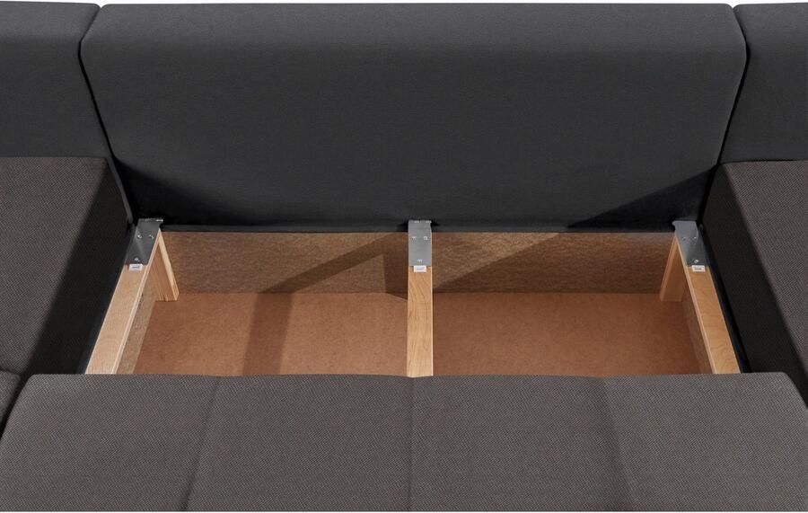 COLLECTION AB Zithoek XL-Josy U-vorm breedte 313 cm platweefsel structuur kunstleer - Foto 4