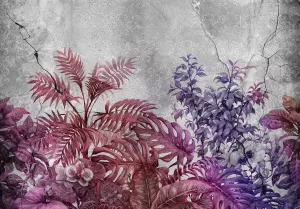 Consalnet Vliesbehang Violette planten beton