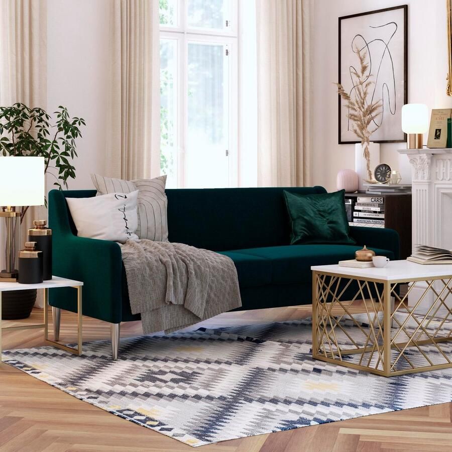 CosmoLiving by Cosmopolitan 3-zitsbank Virginia Weefstof zacht verdikte zitting en rugleuning poten van staal zithoogte 42 5 cm (1 stuk) - Foto 3