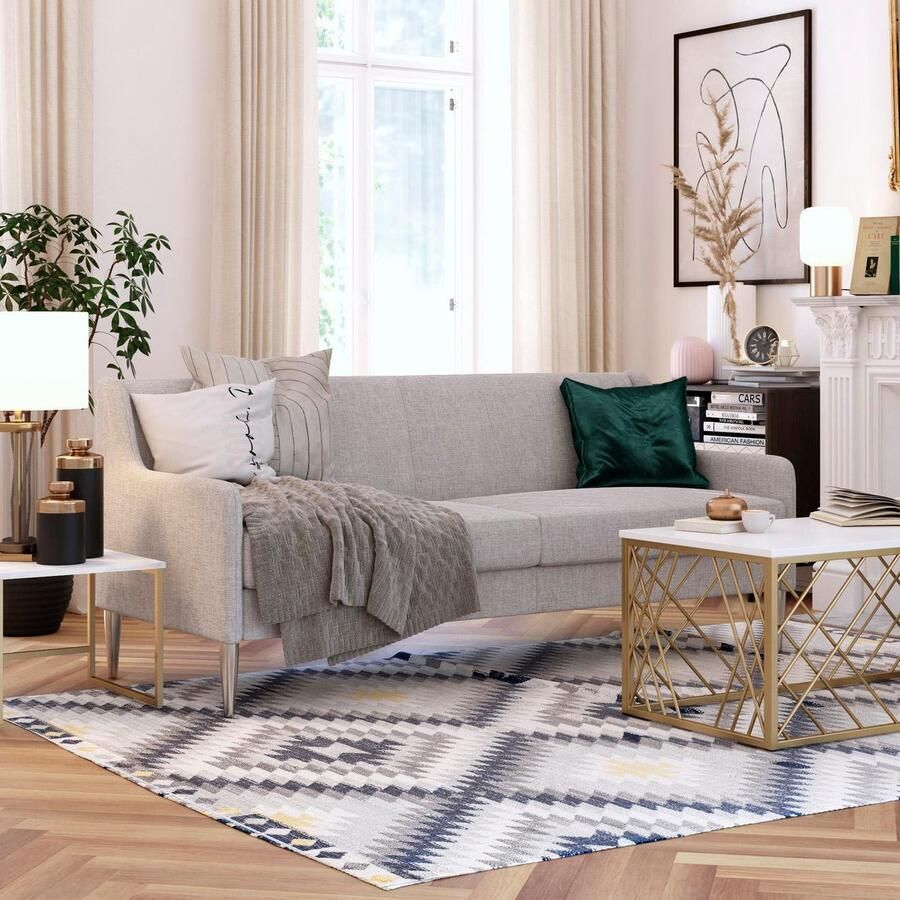CosmoLiving by Cosmopolitan 3-zitsbank Virginia Weefstof zacht verdikte zitting en rugleuning poten van staal zithoogte 42 5 cm (1 stuk) - Foto 3