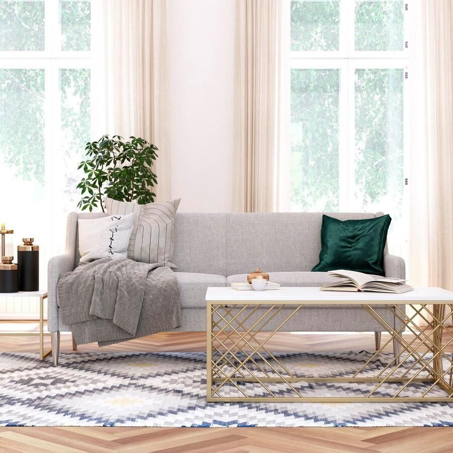 CosmoLiving by Cosmopolitan 3-zitsbank Virginia Weefstof zacht verdikte zitting en rugleuning poten van staal zithoogte 42 5 cm (1 stuk) - Foto 4