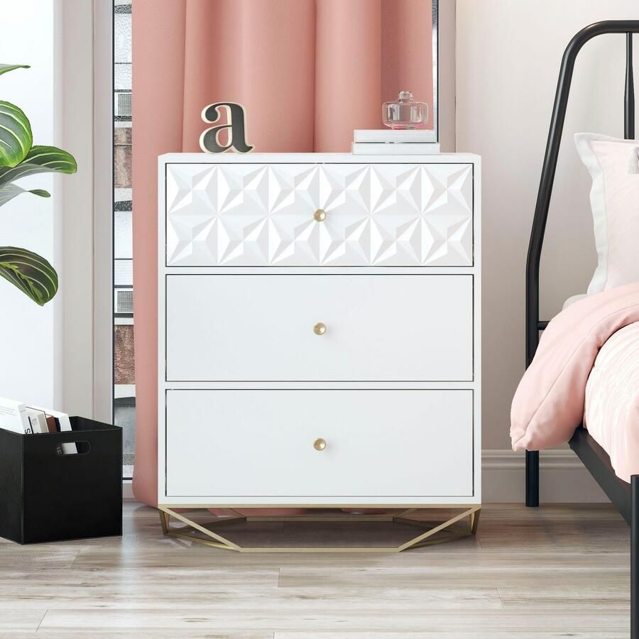 CosmoLiving by Cosmopolitan Blair ladekast met 3 lades. Wit - Foto 2