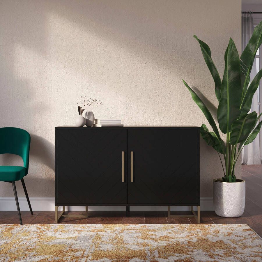 CosmoLiving by Cosmopolitan Dressoir Herringbone 1 verstelbare plank per vak mdf hoogte 82 cm breedte 122 cm