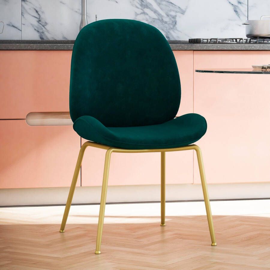 CosmoLiving by Cosmopolitan Eetkamerstoel Astor Zacht verdikte zitting en rugleuning messingkleurig frame zithoogte 47 cm (1 stuk) - Foto 7