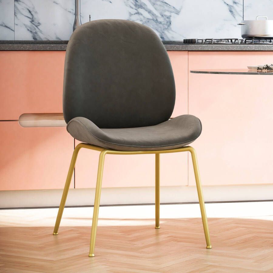 CosmoLiving by Cosmopolitan Eetkamerstoel Astor Zacht verdikte zitting en rugleuning messingkleurig frame zithoogte 47 cm (1 stuk) - Foto 8