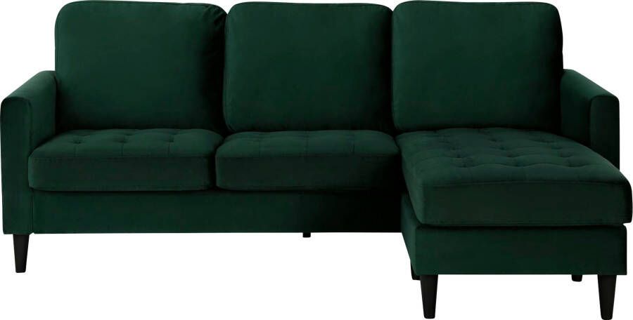 CosmoLiving by Cosmopolitan Hoekbank Strummer L-vorm van veloursstof ottomane aan beide kanten te monteren zithoogte 46 cm (1 stuk)