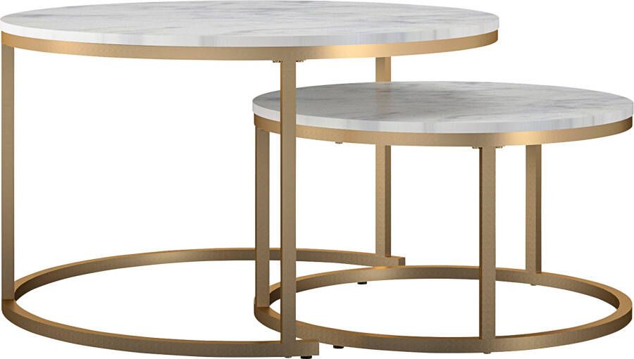 CosmoLiving by Cosmopolitan Salontafel Amelia 2 delig tafelblad van mdf bronskleurig onderstel van metaal - Foto 7