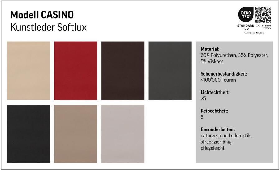 COTTA Zithoek Casino bankset 3-2-1 zitplaatsen woonkamer set 3-delig fauteuil 2-zits 2 5-zits hoge rugleuning (set 3-delig) - Foto 6