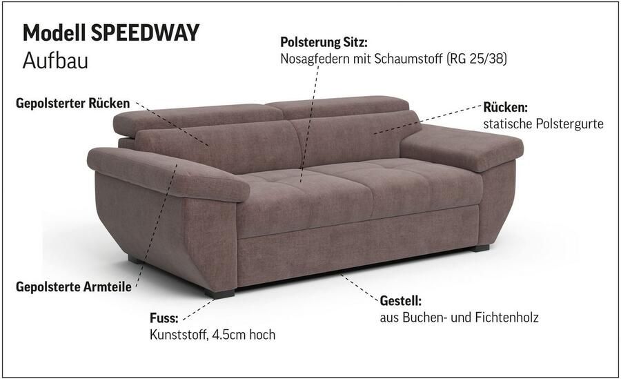 COTTA 2 5-zitsbank Speedway Big-sofa met verstelbare rugleuning - Foto 2