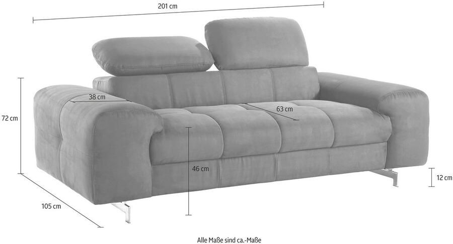 COTTA 2-zitsbank Chef 2-zitsbank met elegante stiksels bodemvrijheid 12 5 cm - Foto 4