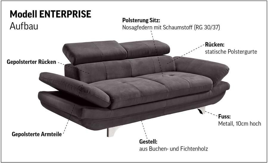 COTTA 2-zitsbank Enterprise Big-sofa met verstelbare armleuning en rugleuning - Foto 3