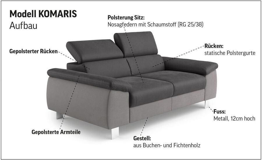 COTTA 2-zitsbank Komaris met verstelbaar hoofdeind - Foto 3