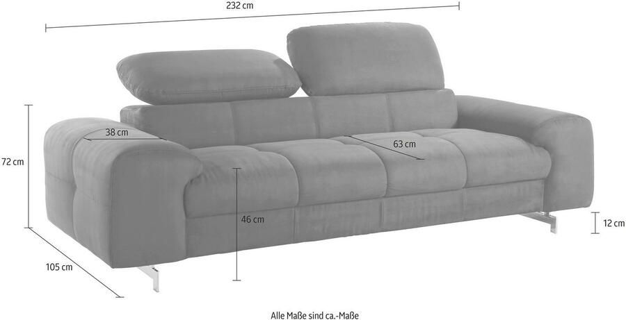 COTTA 3-zitsbank Chef Big-sofa met verstelbare rugleuning elegante metalen poten - Foto 11