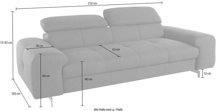 COTTA 3-zitsbank Chef met verstelbaar hoofdeind - Foto 2