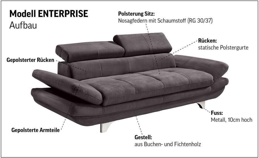 COTTA 3-zitsbank Enterprise Big-sofa met verstelbare armleuning en rugleuning - Foto 3