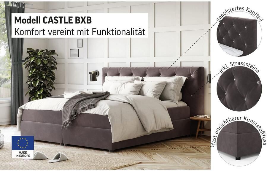 COTTA Boxspring Castlerock met strass-steentjes in het hoofdeinde incl. topper - Foto 2