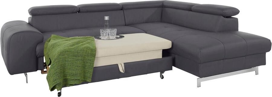 COTTA Hoekbank Chef L-vorm met hoofdbordverstelling edele metalen slede optioneel met slaapfunctie - Foto 11