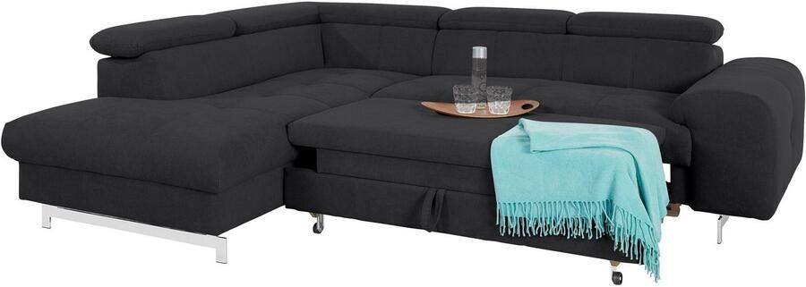 COTTA Hoekbank Chef L-vorm met hoofdbordverstelling edele metalen slede optioneel met slaapfunctie - Foto 12