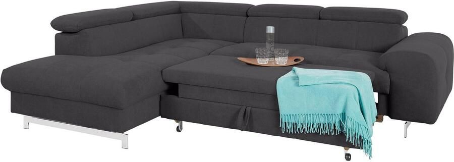 COTTA Hoekbank Chef L-vorm met hoofdbordverstelling edele metalen slede optioneel met slaapfunctie - Foto 12