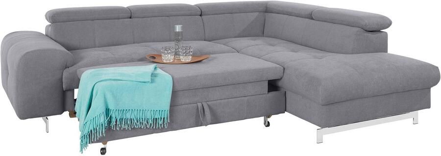 COTTA Hoekbank Chef L-vorm met hoofdbordverstelling edele metalen slede optioneel met slaapfunctie - Foto 12