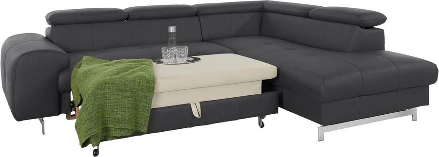 COTTA Hoekbank Chef L-vorm met hoofdbordverstelling edele metalen slede optioneel met slaapfunctie - Foto 11